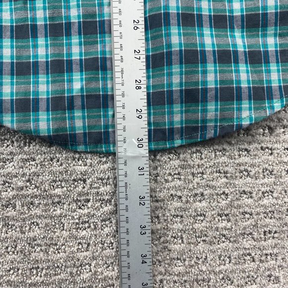 Billabong Shirt Men Medium M Teal Gray Plaid Button Down Chest Pocket Casual - Picture 7 of 7
